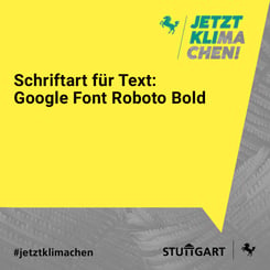 gelbe sprechblase mit google font roboto bold