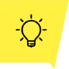 symbol glühbirne in gelber sprechblase