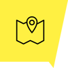 symbol landkarte in gelber sprechblase