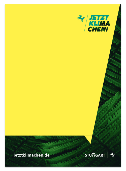 plakat vorlage gelbe sprechblase auf grünen blättern